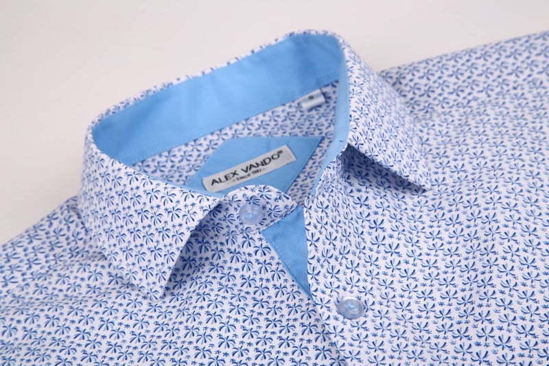Alex Vando Mens Printed Dress Shirts Long Sleeve Regular Fit Button Down Shirt,white6495,L - Image 4